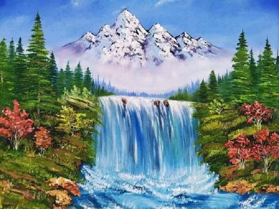 Produktbild von Diamantmalerei: Herbstlandschaft mit Berg über einem Wasserfall (30 x 40 cm) – Kreativ-Set