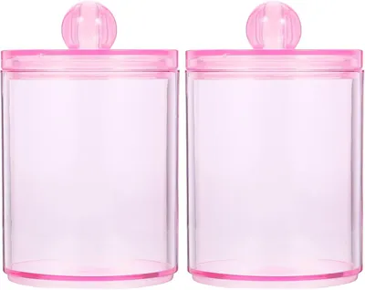 Produktbild von 2 Stück transparenter Make-up-Organizer mit Wattestäbchenhaltern für den Schreibtisch, Wattepad-Box und Aufbewahrungsbox für Kosmetikzubehör