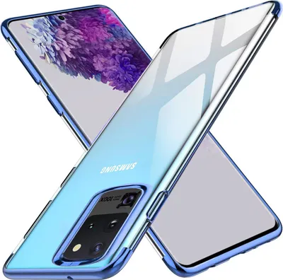 Produktbild von TPU Hülle für Samsung Galaxy S20 Ultra Case Silikon Cover Transparent mit Farbrand Handyhülle