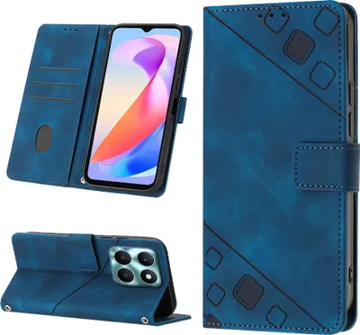Produktbild von Hülle für Honor X6A Prägung Flip Leder Brieftasche Schutzhülle mit Ständer Blau