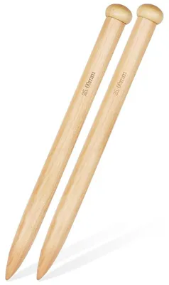 Image de Aiguilles à tricoter jumbo en bambou, 25 mm, 35 cm, 1 paire, pour travaux de tricot épais