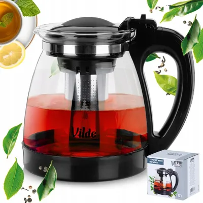 Produktbild von Vilde Teekanne mit Teebereiter 2L Glas Transparent hitzebeständig Filter