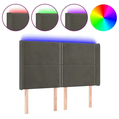 Produktbild von vidaXL LED Kopfteil Dunkelgrau 147x16x118/128 cm Samt