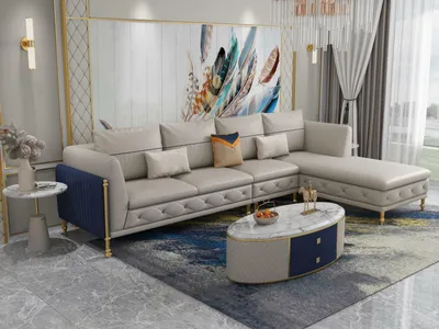 Produktbild von Wohnzimmer Eckgarnitur Ecksofa Eckcouch Sofa Polster Ecke Couch Leder