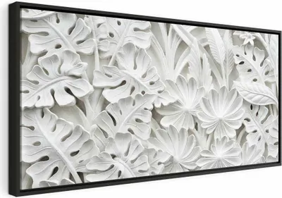 Produktbild von Italienischer Leinwand Leinwandbild - Alabaster Garden (1 Part) 120x60 cm Blätter f-B-0315-b-a