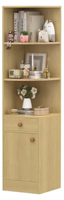 Produktbild von Eckregal - Standregal mit Tür und Schublade - Holz, für Bücher und Deko, Wohnzimmer - 38x38x161 cm - Weiß
