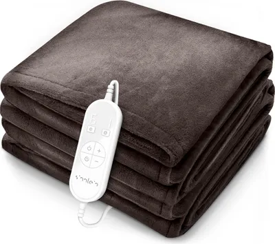 Obrázok produktu pre sinnlein® plyšová elektrická deka 200 x 180 cm Brown SÜD GS testovaná | elektrická vyhrievacia deka s automatickým vypnutím | plyšová deka | funkcia časovača | 9 nastavení teploty | možnosť prania do 40 °C | digitálny displej