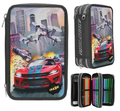 Produktbild von Dino World Action World 3 Fach Federtasche LED Drohne