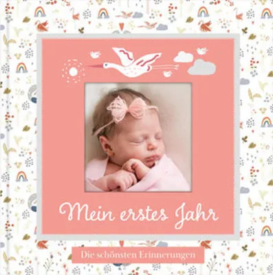Produktbild von Babyalbum mit Fensterausschnitt für das 1. Lebensjahr zum Eintragen der schönsten Momente und Erinnerungen mit Platz für Fotos | für Mädchen