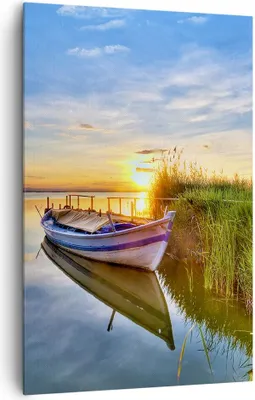 Produktbild von Bild auf Leinwand - Leinwandbild - Einteilig - See Boot Wasser - 80x120cm - Wand Bild - Wanddeko - Wandbilder - Leinwanddruck - Kunstdruck - Wanddekoration - Leinwand bilder - Wandbild - PA80x120-3950
