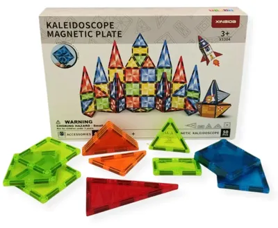Productafbeelding van Magnetische kaleidoscoop set, 95 stuks, transparant - X-Bida, geschikt voor kinderen vanaf 3 jaar