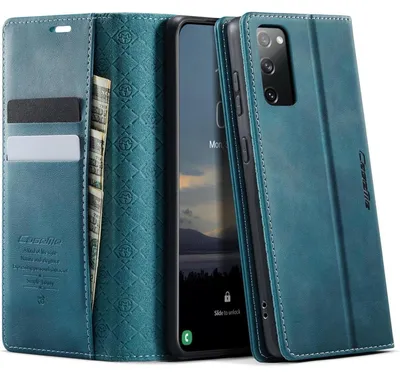 Image de Coque de protection rabattable pour Samsung Galaxy S20 FE 5G/4G 6,5 pouces, couleur bleu-vert, en simili cuir, avec porte-cartes RFID et fonction support