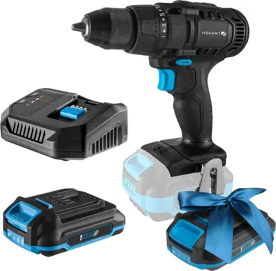 Produktbild von HÖGERT TECHNIK Akku-Bohrschrauber Set 18V, 50 Nm Drehmoment, 2,0 Ah Akku, 4A Ladegerät, Metallgetriebe, LED-Beleuchtung, Auto Lock Bohrfutter, Für Holz & Metall + PROMO 2,0 Ah Akku