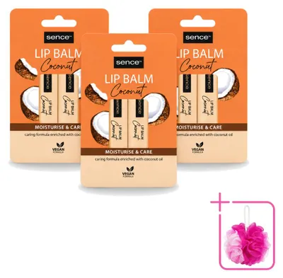 Image de 3 x Baume à lèvres hydratant et nourrissant Sence - Coco - 4,3 g - Lot de 3