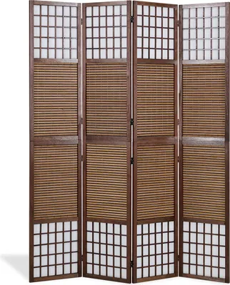 Produktbild von Homestyle4u XL Paravent Raumteiler 4 teilig Bambus Holz Braun Höhe 2 m