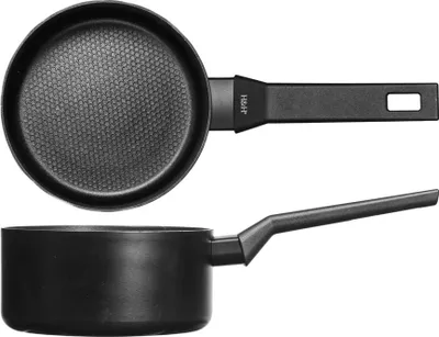 Image de H&H Casserole à manche 1, entièrement noire, 16 cm