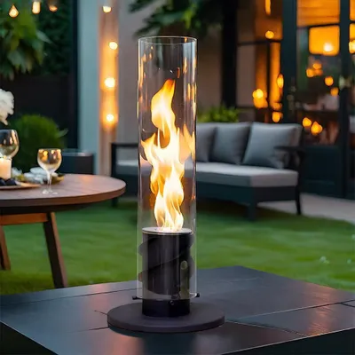 Produktbild von Fiérza Tischkamin - Tischfeuer Komplettset - 40CM - 2-in-1 Design - Bioethanol Kamin für Indoor & Outdoor - Unendliche Brenndauer