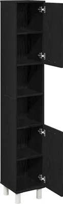 Immagine prodotto di vidaXL Armadietto da bagno con porta in rovere nero 30 x 30 x 179 cm