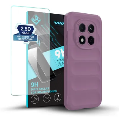 Produktbild von Handy Hülle für Xiaomi Redmi Note 15 Pro+ 5G mit 9H Displayglas Displayschutz Plus Grip Case Cover Schutzhülle Softgrip Farbe: Violett