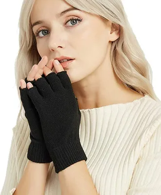 Produktbild von Warm Kaschmir wolle und Schurwolle elastische Handschuhe Uni, Schwarz
