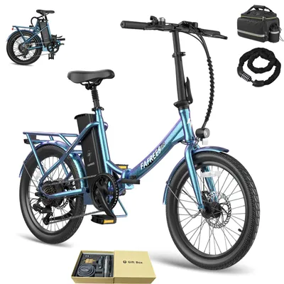 Produktbild von E-Bike klapprad 20" 155 - 195 cm Rostfreie Aluminiumlegierung 36 V 18,2 Ah 655,2 Wh bis zu 150 - 190 km 7 Gang Wasserdicht IPX4, Blau-Grün
