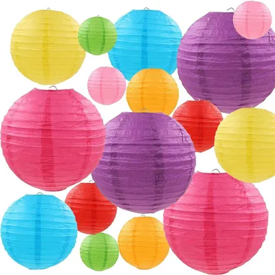 Papierlampions 16 Stück bunt rund 10-25 cm 8 Farben
