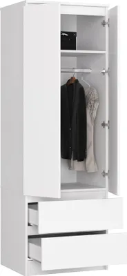 Zdjęcie produktu dla BDW, szafa 2 drzwi 2 szuflady, 180x60x51 cm, biały