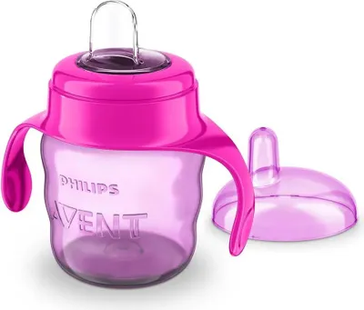 Zdjęcie produktu dla Kubek Avent różowy 200 ml z miękkim ustnikiem – od 6. miesiąca życia – 1 szt.