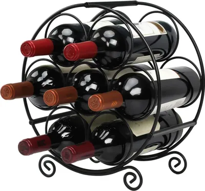 Produktbild von Weinregal Metall Schwarz Flaschenregal Wine Rack Weinflaschenhalter Schrank Shelf Weinhalter WeinstäNder Klein 7 Flaschen
