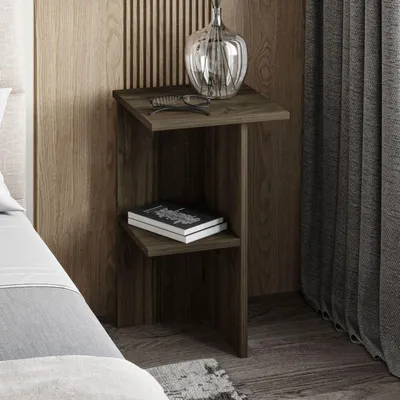 Image de Skye Decor, table de chevet haut de gamme, noyer, 36 x 60 x 36 cm | Panneau de particules 100 % mélaminé, épaisseur : 18 mm | Design moderne pour la chambre à coucher, élégant et fonctionnel.