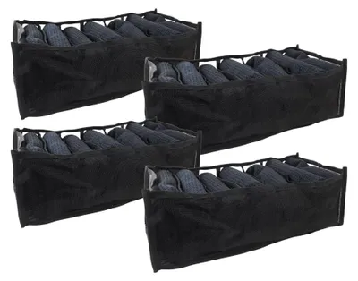Immagine prodotto di Organizzatore per abiti con 4 cassetti e 7 scomparti, colore nero