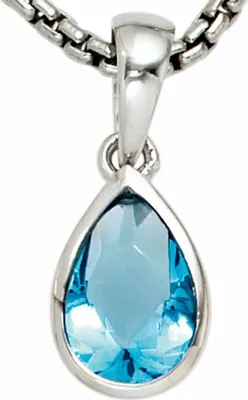 Produktbild von JOBO Anhänger 925 Sterling Silber rhodiniert 1 Zirkonia blau