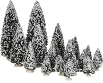 Produktbild von LuVille Weihnachtsdorf-Miniatur Evergreen Trees - 21 Stück - H22 x Ø8 cm