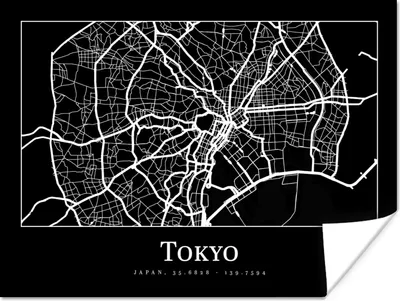 Produktbild von MuchoWow® Poster Karte - Tokio - Stadtplan - Karte 80x60 cm - Kunst für zu Hause