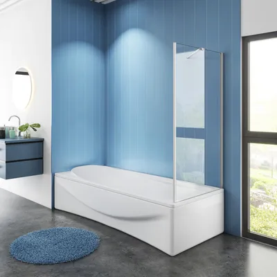 Produktbild von AICA Badewannenaufsatz 80x140cm Seitenwand Weiß Faltwand 6mm NANO ESG-glas Badewanne Duschabtrennung Badewannenfaltwand Duschwand