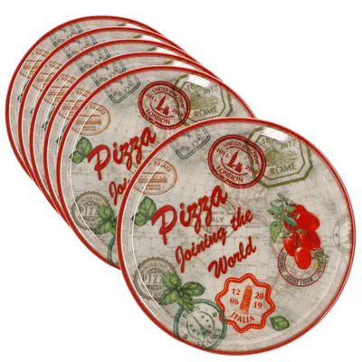 Zdjęcie produktu dla zestaw 6 talerzy do pizzy Rome czerwony Ø 33 cm talerz do serwowania XL talerz porcelanowy