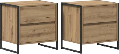 Produktbild von Nachttisch 2 pcs Kunsthandwerk Eiche 50 x 39,5 x 50 cm