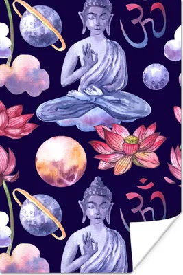 Produktbild von MuchoWow® Poster Buddha - Muster - Planeten 40x60 cm - Plakate für die Wand - Poster Babyzimmer