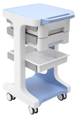 Imagen del producto de Carrito de almacenamiento - Carrito con ruedas - Plástico ABS - 3 niveles - 2 cajones - Capacidad de carga: 50 kg - Montaje sencillo - Ideal para talleres y aulas - Color azul