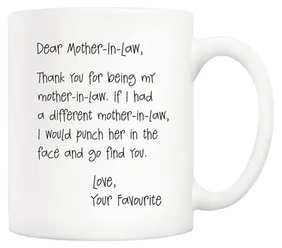 Kaffeetasse für Schwiegermutter, weiß, 325 ml, lustiger Spruch