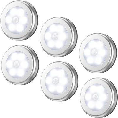 Obrázok produktu pre 6 ks 3,15" lampy s pohybovým senzorom – bezdrôtové LED nočné lampy – biele, vhodné kamkoľvek
