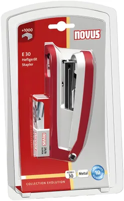 Produktbild von Novus Büroheftgerät E 30, bis 30 Blatt rot/grau, im Blister