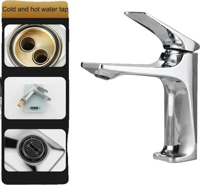 Immagine prodotto di Rubinetto per lavabo, monocomando, design contemporaneo, cromato