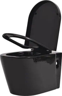 Produktbild von vidaXL Wandmontierte Toilette Keramik Schwarz