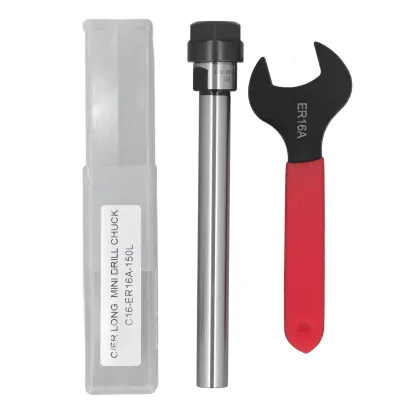 Produktbild von Spannzangenfutter-Verlängerungsstange C16 ER16A 150L Spannfutterhalter mit geradem Schaft und ER16A-Schlüssel für CNC-Drehmaschine