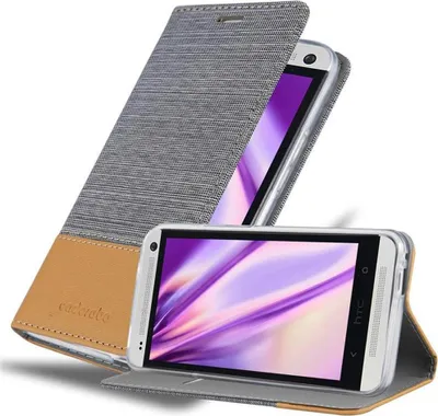 Produktbild von Cadorabo Hülle für HTC ONE M7 Schutzhülle in Grau Handy Hülle Etui Book Case Cover