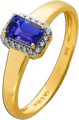 Produktbild von Tansanit Ring Gold 585 14K Natur Tansanit 0.56ct Natur Diamanten 0.10ct 19