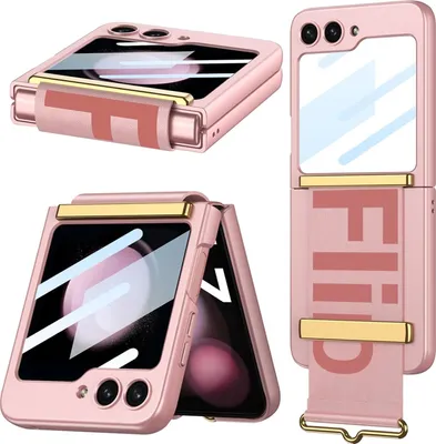 Produktbild von Hülle für Samsung Galaxy Z Flip 6 / Z Flip 7 FE Ultradünne Schutzhülle Klappschutz mit Kleiner Displayschutzfolie und Armband Pink