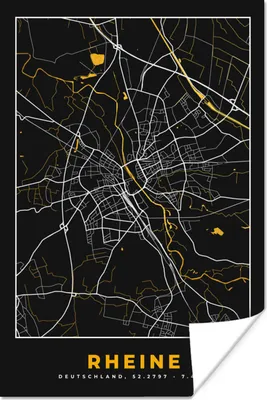 Produktbild von MuchoWow® Poster Stadtplan - Karte - Rheine - Gold - Deutschland - Karte 40x60 cm - Plakate für die Wand - Poster Babyzimmer