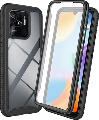 Produktbild von Redmi 10C Hülle, TPU Bumper mit Eingebautem Displayschutz 360 Grad Komplettschutz Schutzhülle für Xiaomi Redmi 10C Schwarz